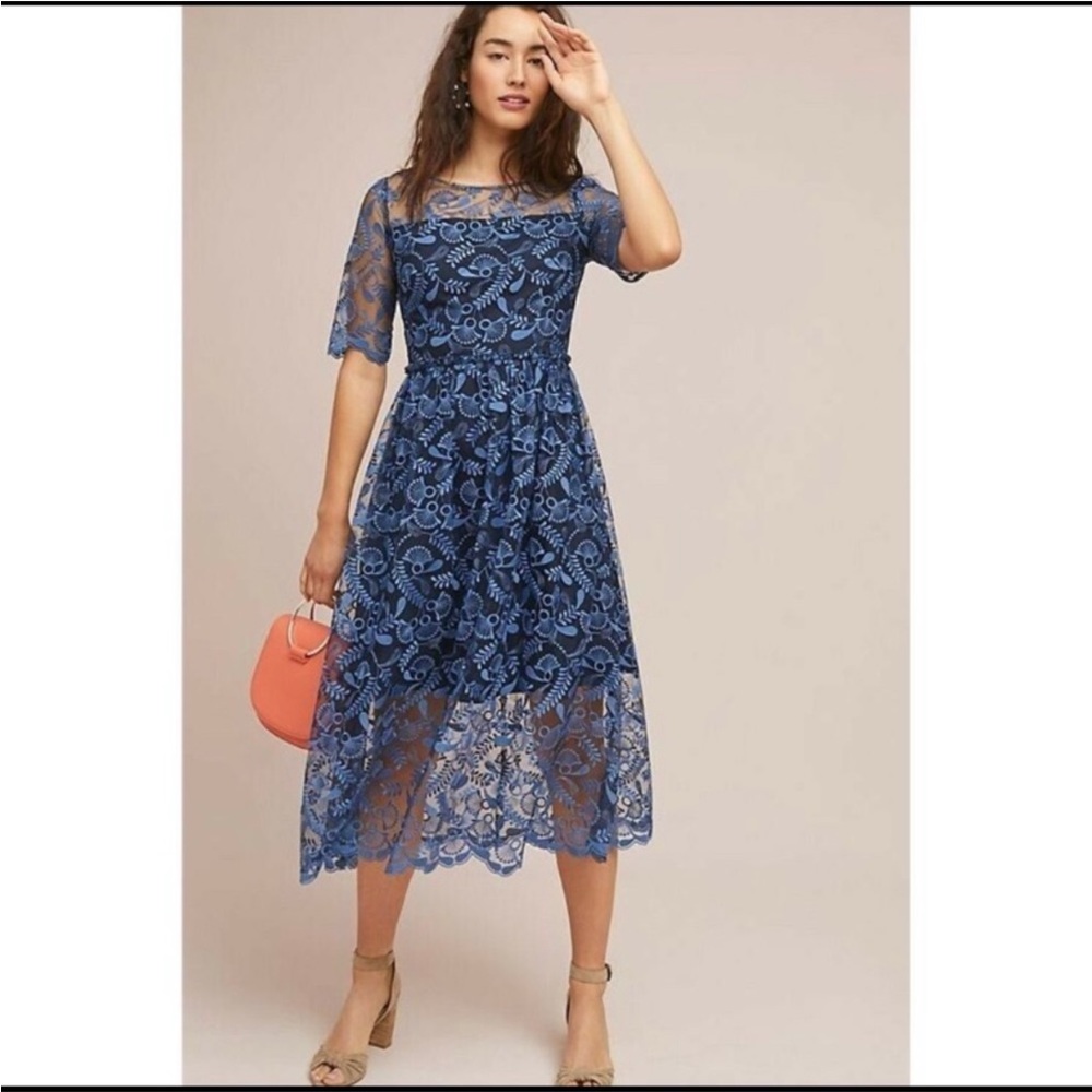 Shoshanna Midnight Dandelion embroidered dress 4